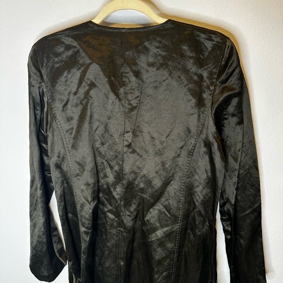 Eileen Fisher Olive Green Silk Linen Long Sleeves Duster dark green medium - Picture 6 of 12